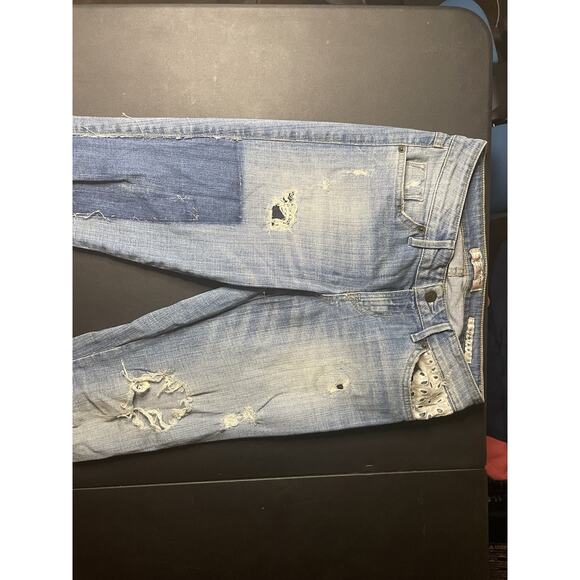 Vintage Women’s Guess Skinny Mid Distressed Patched Jeans Size 26x31 - Picture 2 of 12